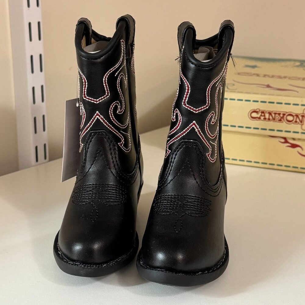 Canyon Trails Lil Cowboy Boots Pointed Toe Classic Black Toddler Size 5T - Picture 3 of 7